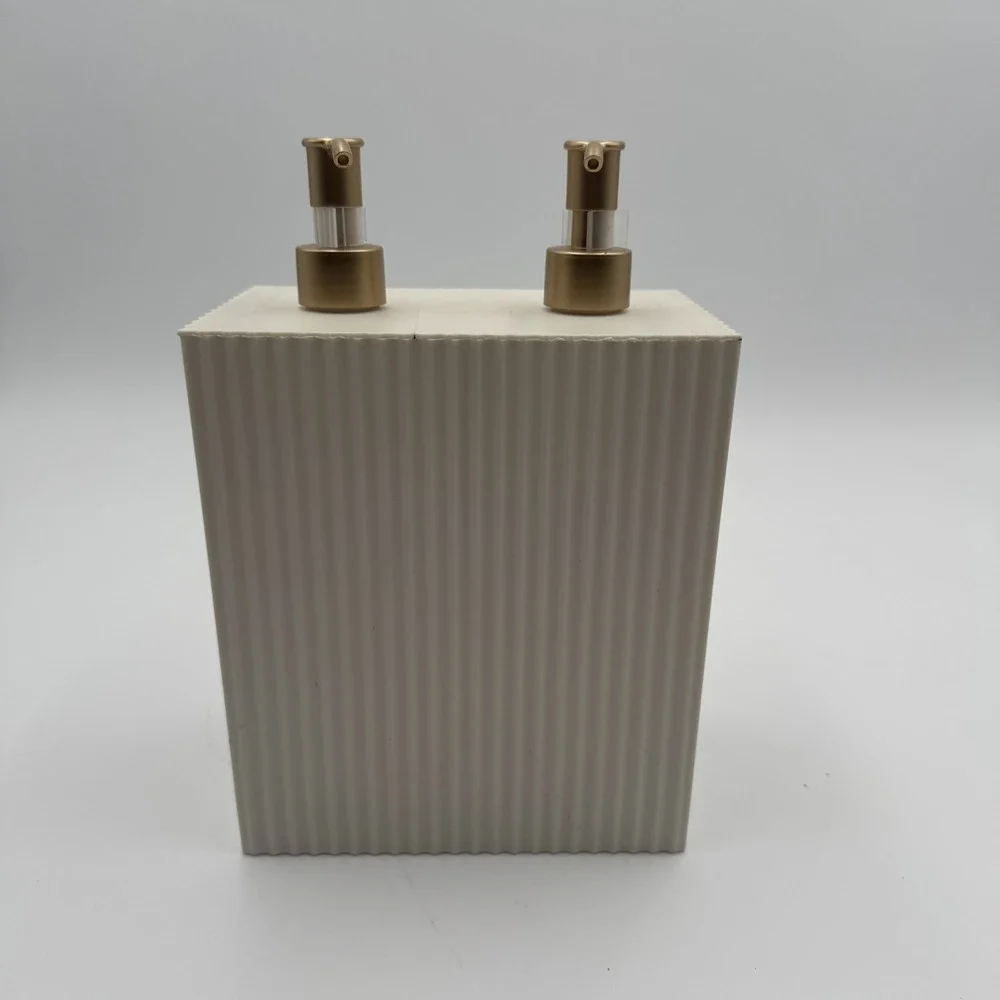 Horizon Group 2-in-1 Double Pump Bottle Cream Ribbed Soap Lotion Dispenser NEW